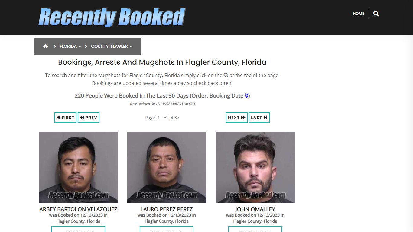 Recent bookings, Arrests, Mugshots in Flagler County, Florida